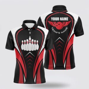 Bowling Polo Shirt, Red White And Black&hellip;