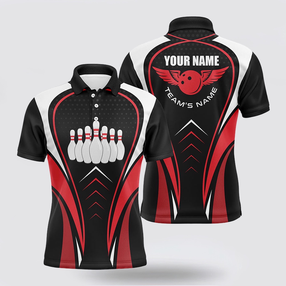 Bowling Polo Shirt, Red White And Black Bowling Shirts For Men Bowling Team League Jerseys Custom Bowling Polo Shirts Bowling Polo Shirt, Red White And Black Bowling Shirts For Men Bowling Team League Jerseys Custom Bowling Polo Shirts