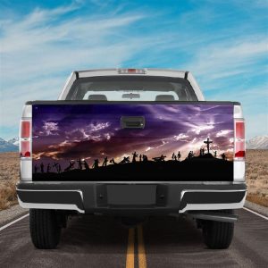 Jesus Tailgate Wrap, Christian Carry Cross Jesus On Cross Christian Holy Bible Tailgate Wrap Decal Truck Decoration Tailgate Wrap
