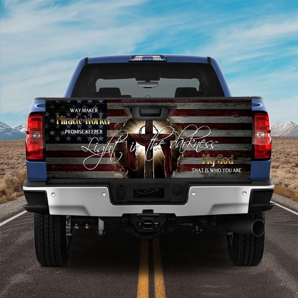 Jesus Tailgate Wrap, God Jesus Cross Truck Tailgate Decal Way Maker Miracle Worker Promise Keeper Tailgate Wrap