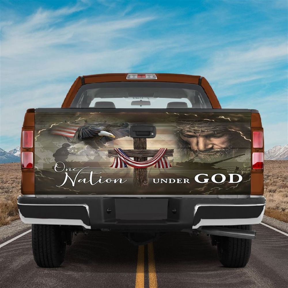 Jesus Tailgate Wrap, Jesus Christ Truck Tailgate Decal One Nation Under God American Flag Tailgate Wrap Tailgate Decals Tailgate Wrap