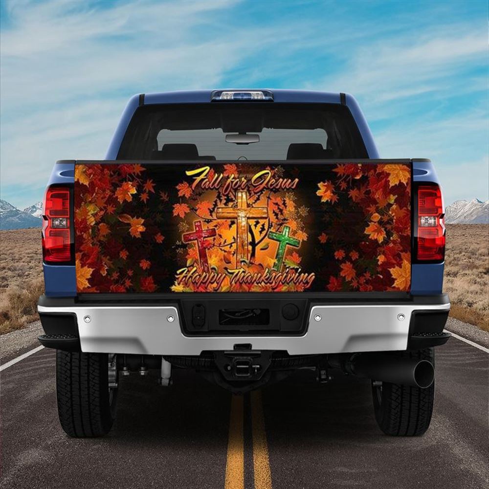 Jesus Tailgate Wrap, Jesus Christian Happy Thanksgiving Truck Tailgate Decal Fall Season Gift Idea Tailgate Wrap