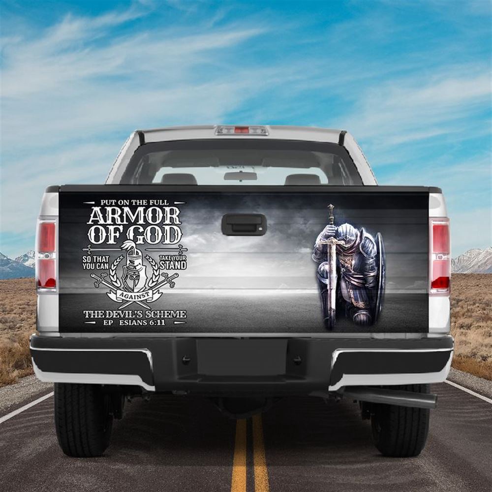 Jesus Tailgate Wrap, Jesus Warrior Tailgate Wrap, Armor Of God Tailgate Wrap, Christian Gift, Son Of God Tailgate Wrap