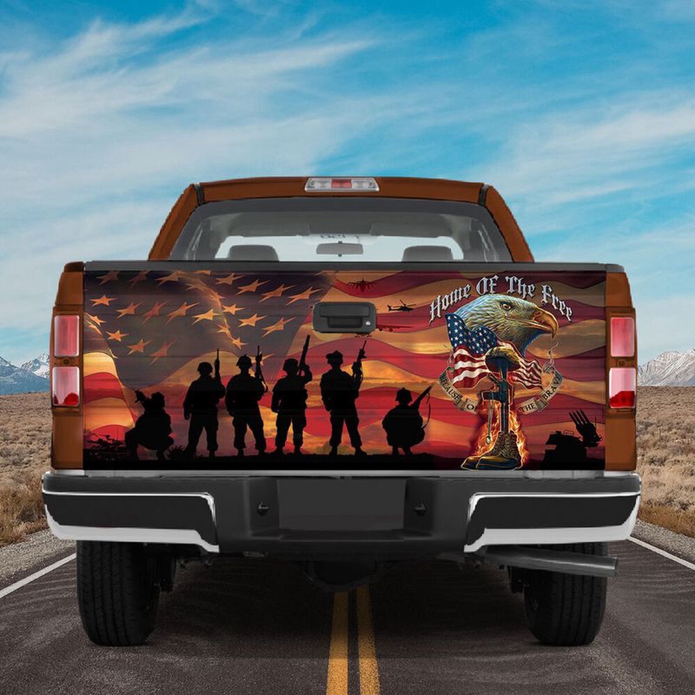 Veteran Tailgate Wrap, Home Of The Free American Veteran  Memorial Day Freedom Day Decor