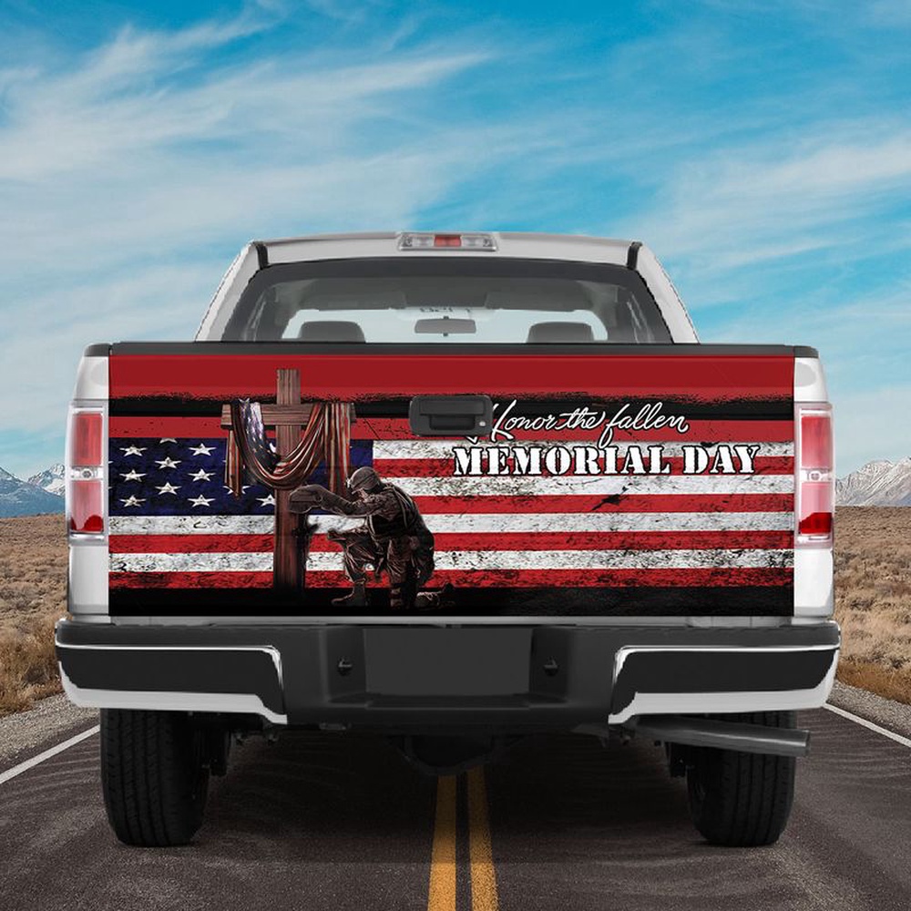Veteran Tailgate Wrap, Honor The Fallen Memorial Day Us Veteran Tailgate Wrap Decal Remembrance Day Decoration