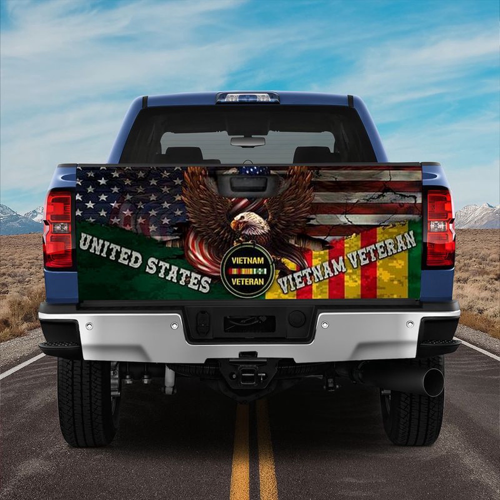 Veteran Tailgate Wrap, United States Vietnam Vetran Truck Tailgate Wrap Soldier Dad Grandpa Gift