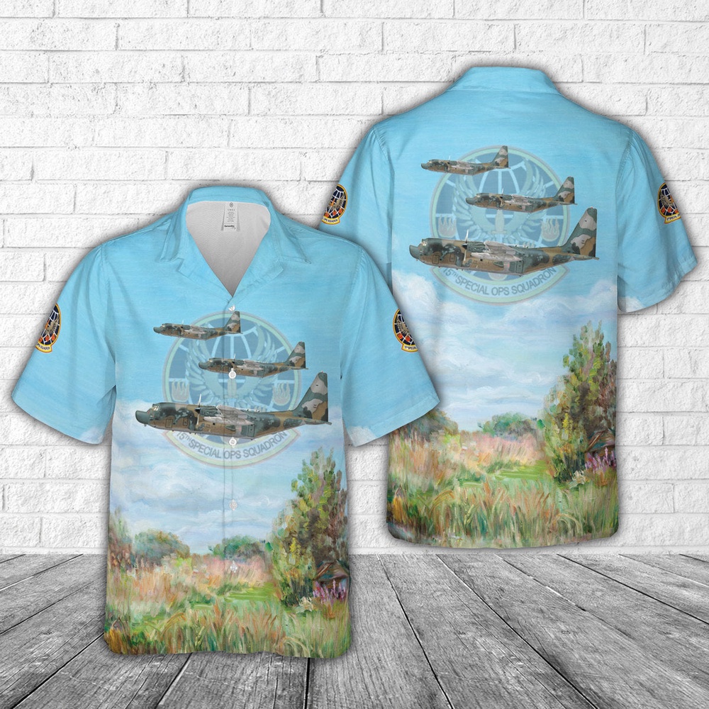 Air Force Aloha Shirt, Hurlburt Field, Florida, US Air Force 15th Special Operations Squadron MC-130H Combat Talon II Hawaiian Shirt