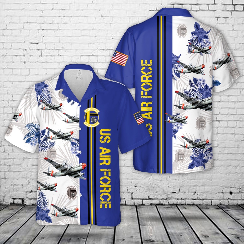 Air Force Aloha Shirt, US Air Force 305th Rescue Squadron Boeing KC-97G-26-BO Stratofreighter Hawaiian Shirt