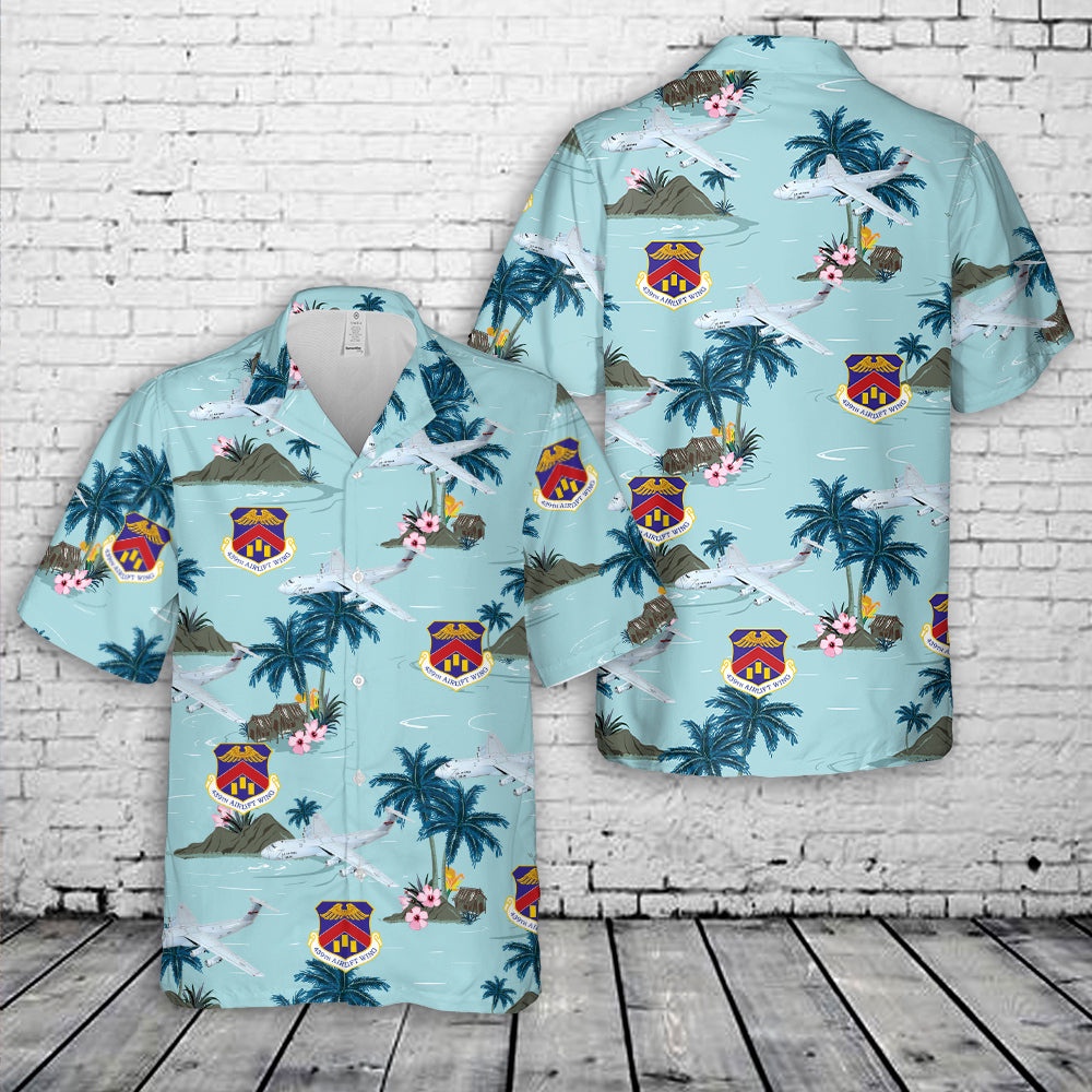 Air Force Aloha Shirt, US Air Force 439th Airlift Wing, Lockheed Martin C-5M Super Galaxy Hawaiian Shirt