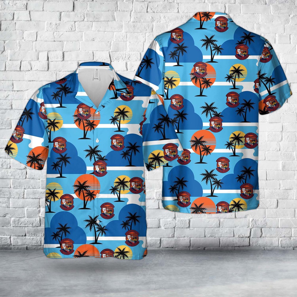 Air Force Aloha Shirt, US Air Force 452d Aircraft Maintenance Squadron C-17 Flying Crew Chief Hawaiian Shirt