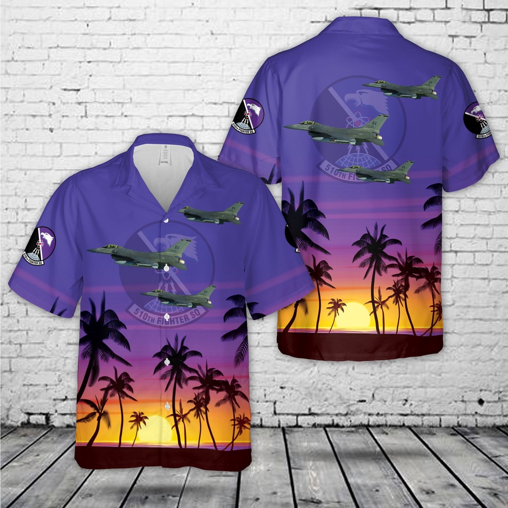 Air Force Aloha Shirt, US Air Force 510th Fighter Squadron F-16C Hawaiian Shirt