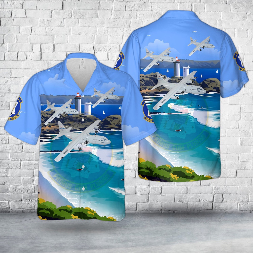 Air Force Aloha Shirt, US Air Force 53rd Airlift Squadron Team Little Rock Lockheed Martin C-130E Hawaiian Shirt