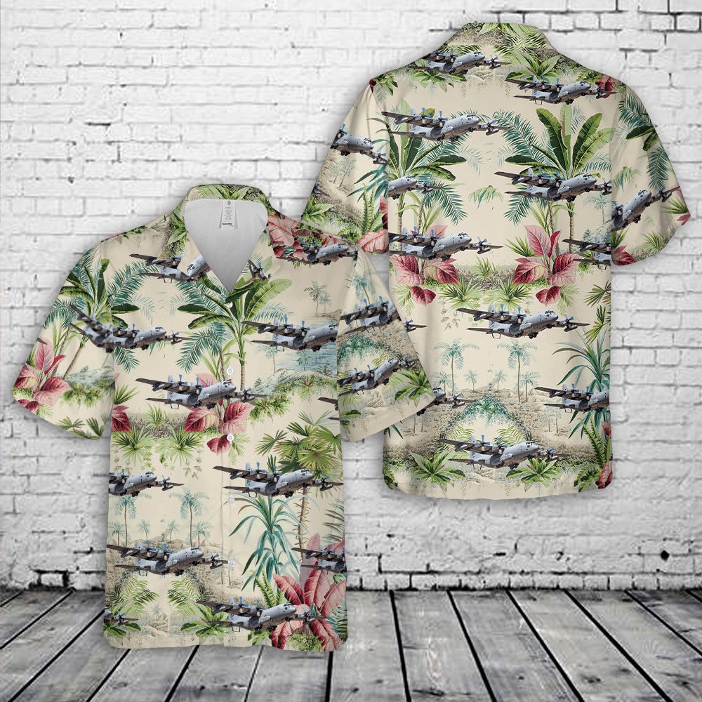 Air Force Aloha Shirt, US Air Force 55th Electronic Combat Group (55 ECG) Lockheed EC-130H Compass Call Hawaiian Shirt