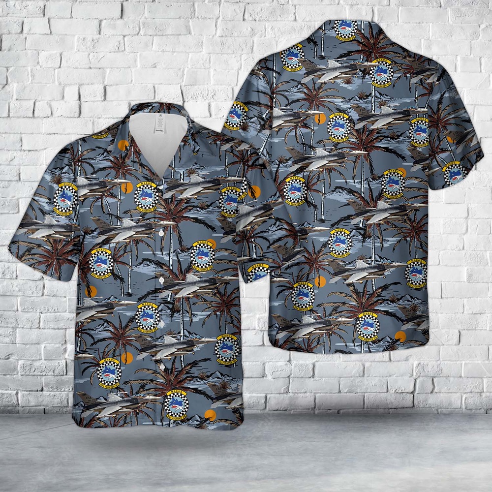 Air Force Aloha Shirt, US Air Force 93rd Fighter Squadron F-16C Fighting Falcon Hawaiian Shirt