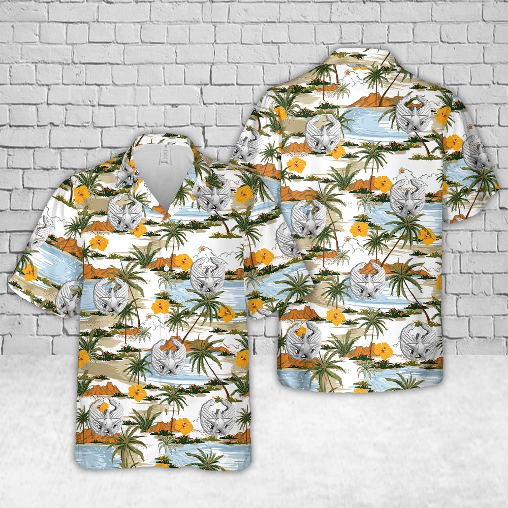 Air Force Aloha Shirt, US Air Force Commanders Badge Hawaiian Shirt