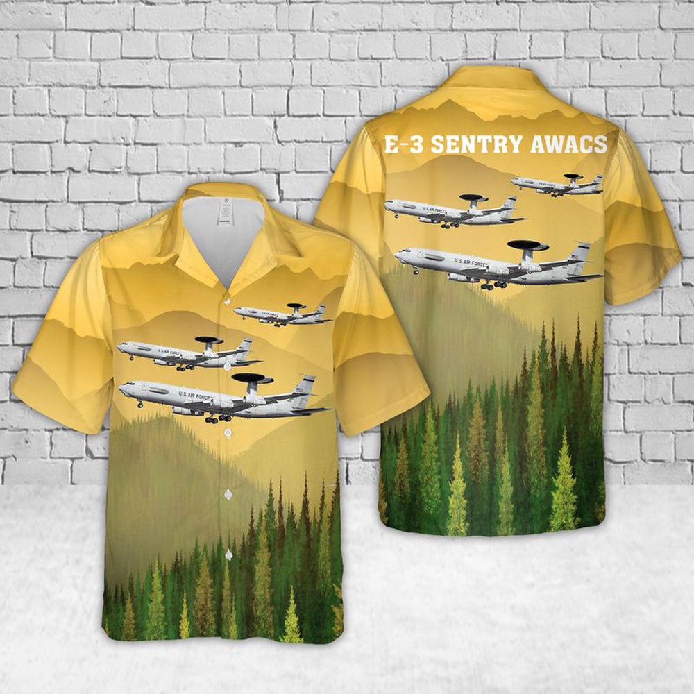 Air Force Aloha Shirt, US Air Force E-3 Sentry AWACS Hawaiian Shirts