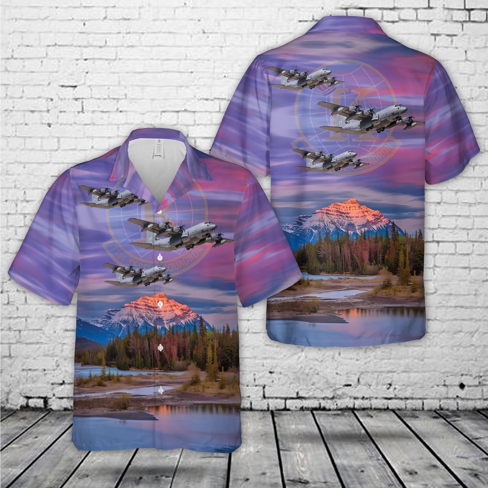 Air Force Aloha Shirt, US Air Force Lockheed HC-130J Combat King II 71st Rescue Squadron Hawaiian Shirt