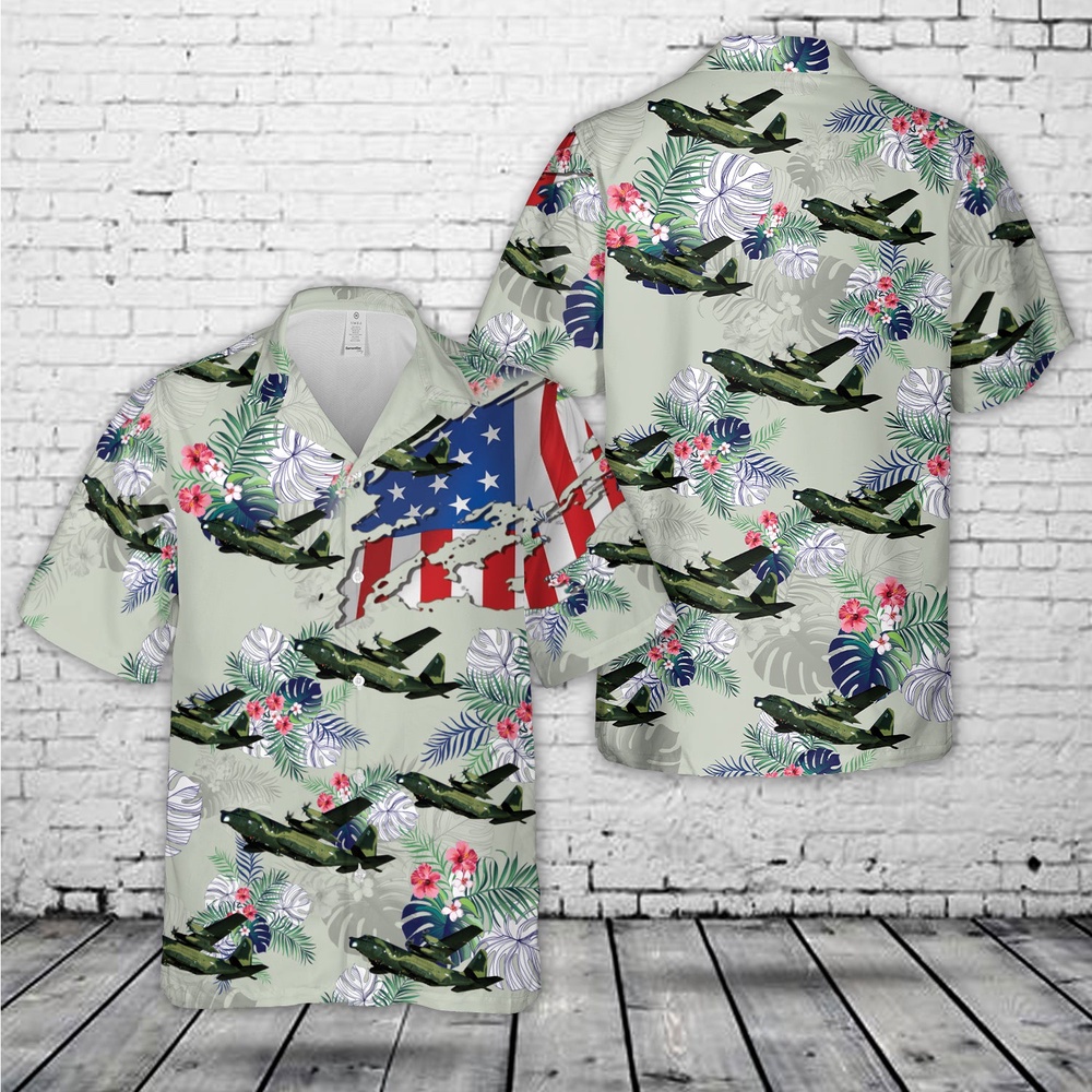Air Force Aloha Shirt, US Air Force Lockheed MC-130E Combat Talon I 8th SOS in flight 1980 Hawaiian Shirt