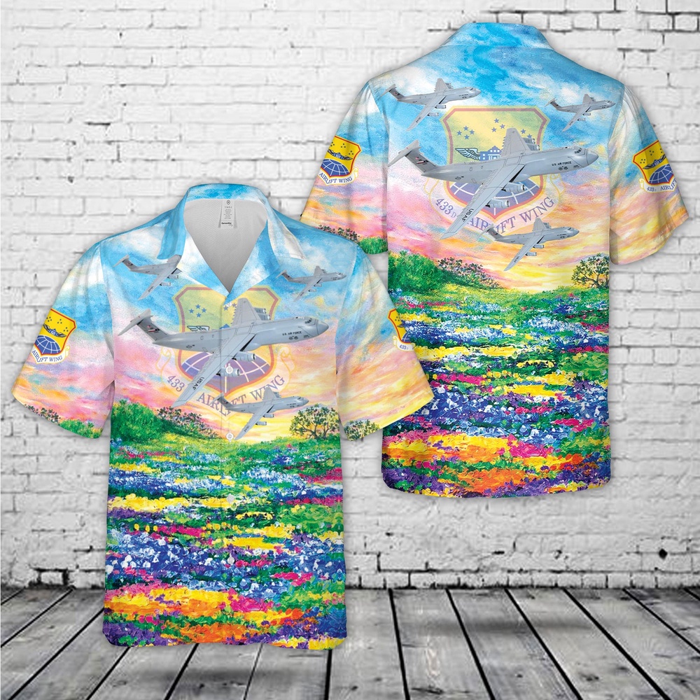Air Force Aloha Shirt, US Air Force Lockheed Martin C-5A Galaxy, 433rd Airlift Wing Hawaiian Shirt