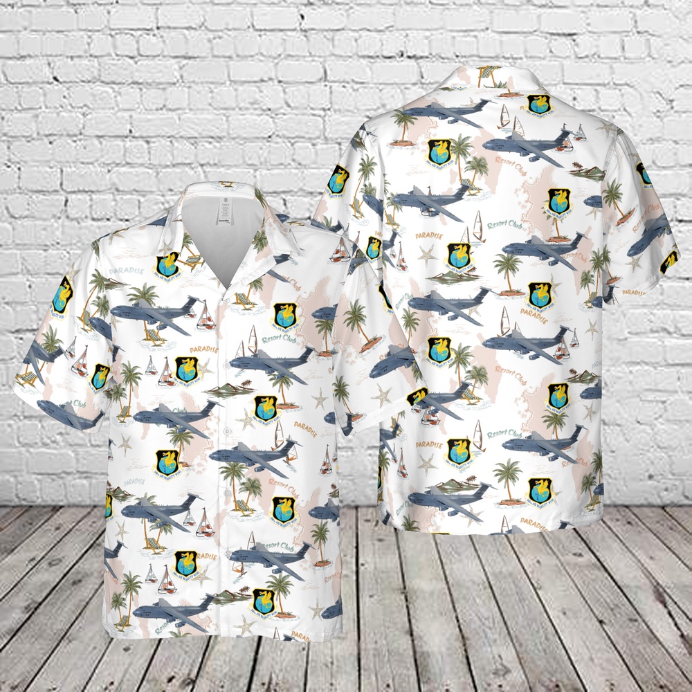 Air Force Aloha Shirt, US Air Force Lockheed Martin C-5M Super Galaxy, 349th Air Mobility Wing Hawaiian Shirt