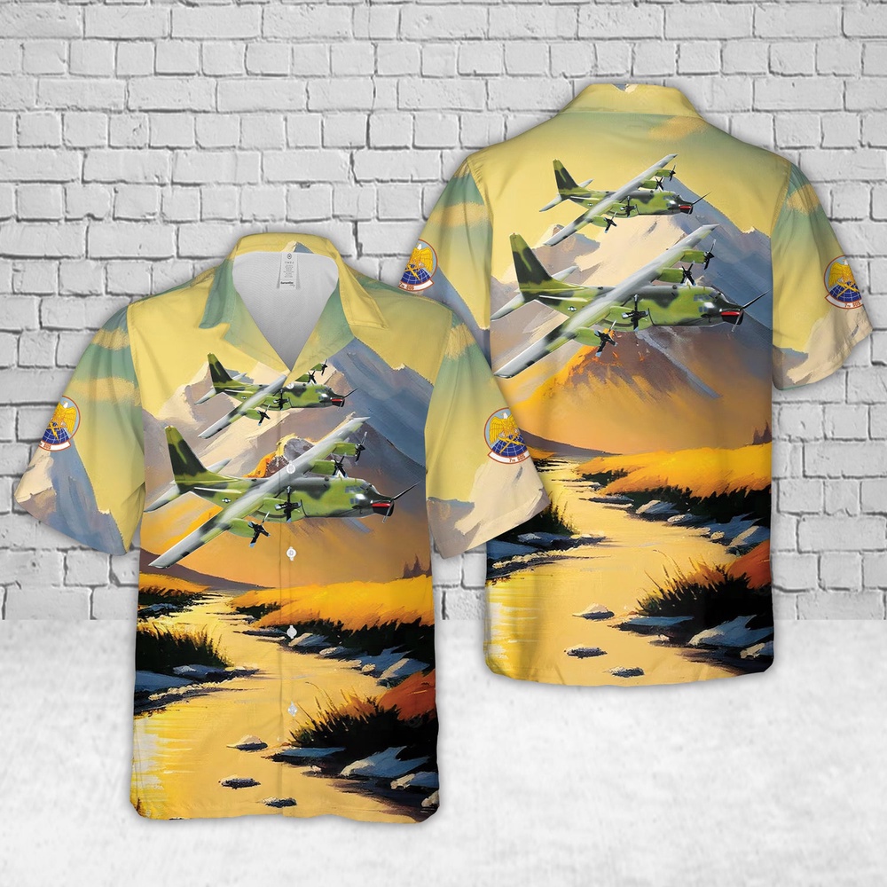 Air Force Aloha Shirt, US Air Force Lockheed Martin MC-130E with Fulton Recovery System, 7th SOS Hawaiian Shirt