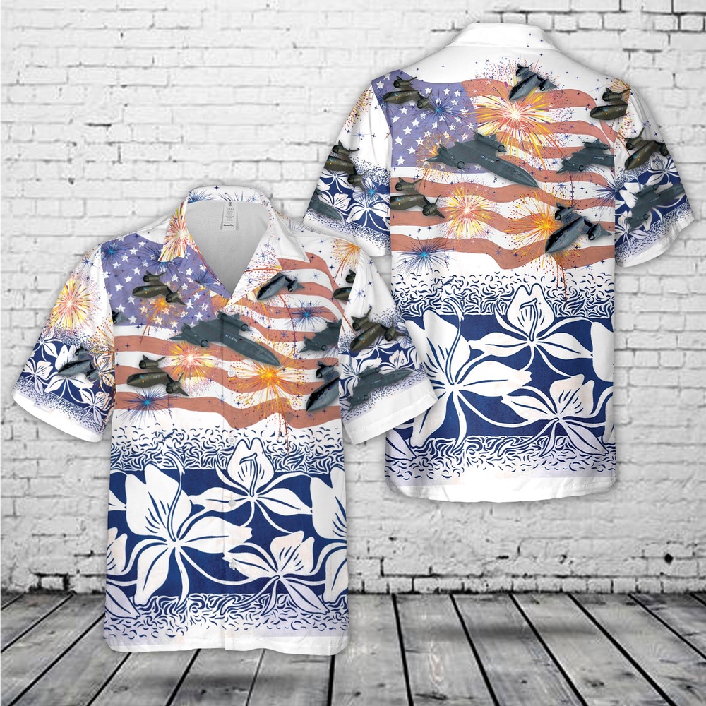 Air Force Aloha Shirt, US Air Force Lockheed SR-71 Blackbird 4th Of July Hawaiian Shirt