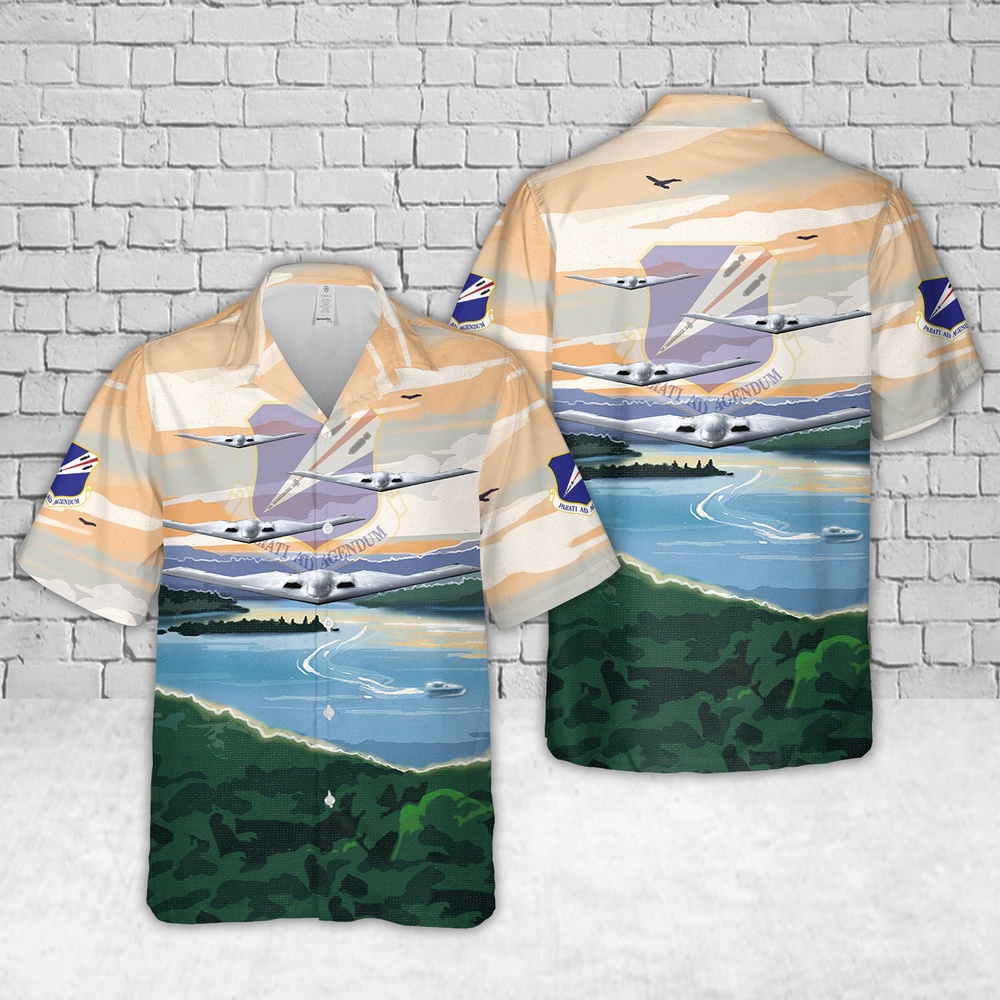 Air Force Aloha Shirt, US Air Force Missouri Air National Guard 131st Bomb Wing B-2 Spirit Hawaiian Shirt