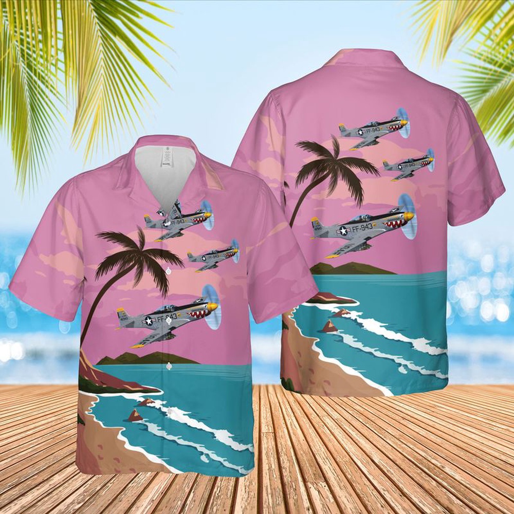 Air Force Aloha Shirt, US Air Force North American F-51D Mustang Was That Too Fast Hawaiian Shirt
