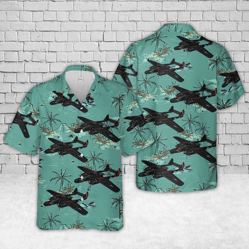 Air Force Aloha Shirt, US Air Force Northrop P-61 Black Widow Hawaiian Shirt