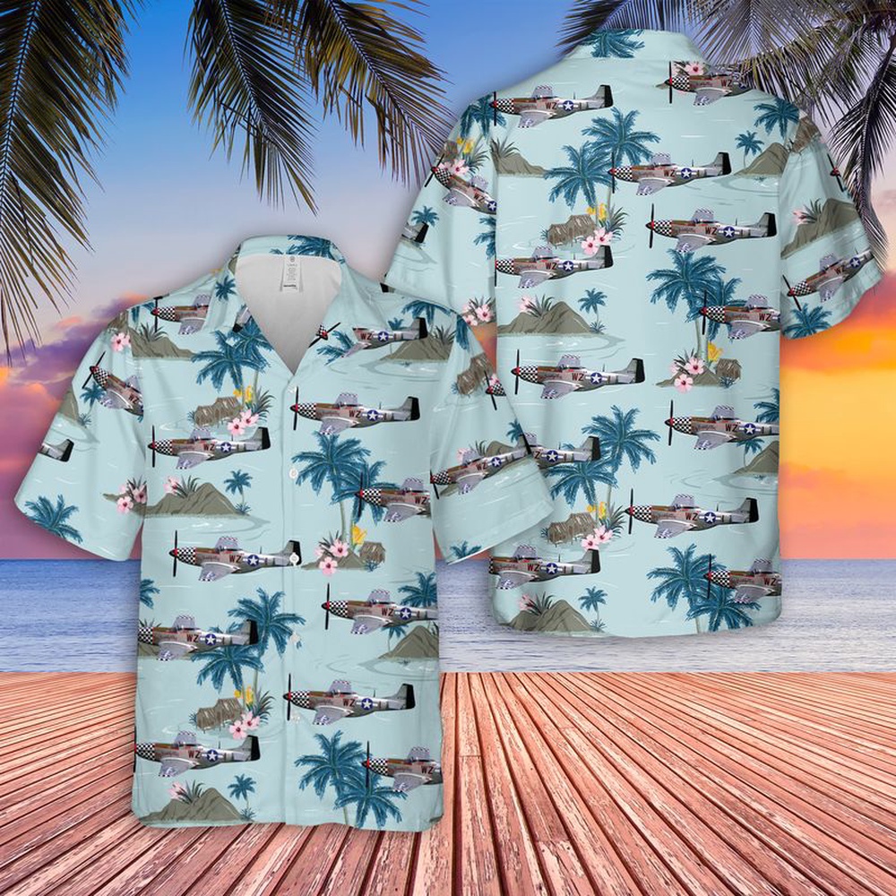 Air Force Aloha Shirt, US Air Force P-51D Mustang Big Beautiful Doll Hawaiian Shirt