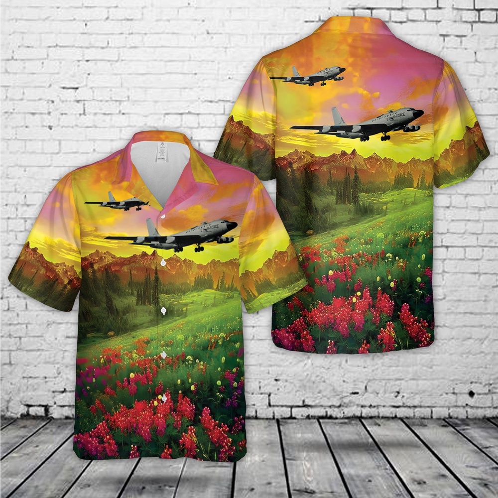 Air Force Aloha Shirt, US Air Force RC-135S Nancy Rae  Wanda Belle  Rivet Ball Hawaiian Shirt