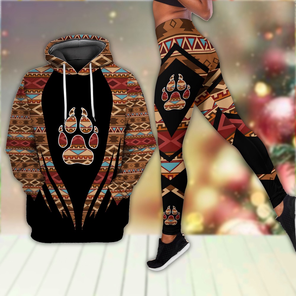 Animal Foot Motifs Native American Hoodie Leggings Set, Native American Hoodies, Native American Leggings