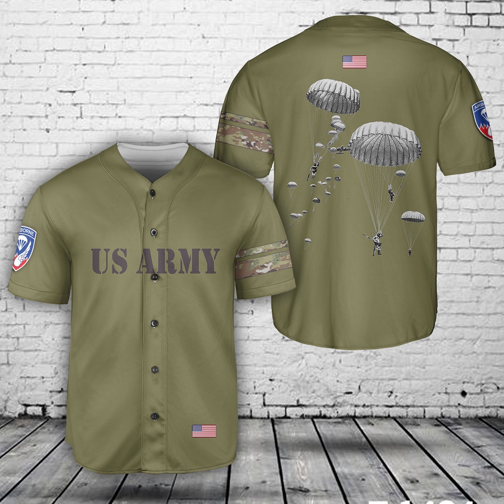 Army Jersey, US Army Paratroopers 187th Infantry Parachute Baseball Jersey Army Jersey, US Army Paratroopers 187th Infantry Parachute Baseball Jersey