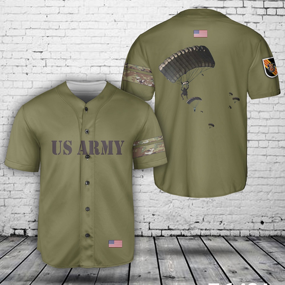 Army Jersey, US Army Paratroopers With The 5th Special Forces Group (Airborne) (5th SFG (A)) Parachute Baseball Jersey Army Jersey, US Army Paratroopers With The 5th Special Forces Group (Airborne) (5th SFG (A)) Parachute Baseball Jersey