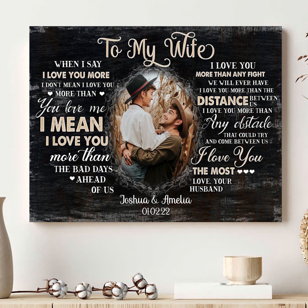 Canvas Prints Valentine’s Day, Personalized Love You The Most Anniversary Meaningful Canvas For Wife, Couple Lovers Wall Art