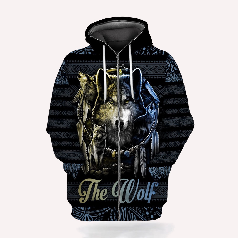 Dreamcatcher Wofl Native American Hoodie Leggings Set, Native American Hoodies, Native American Leggings