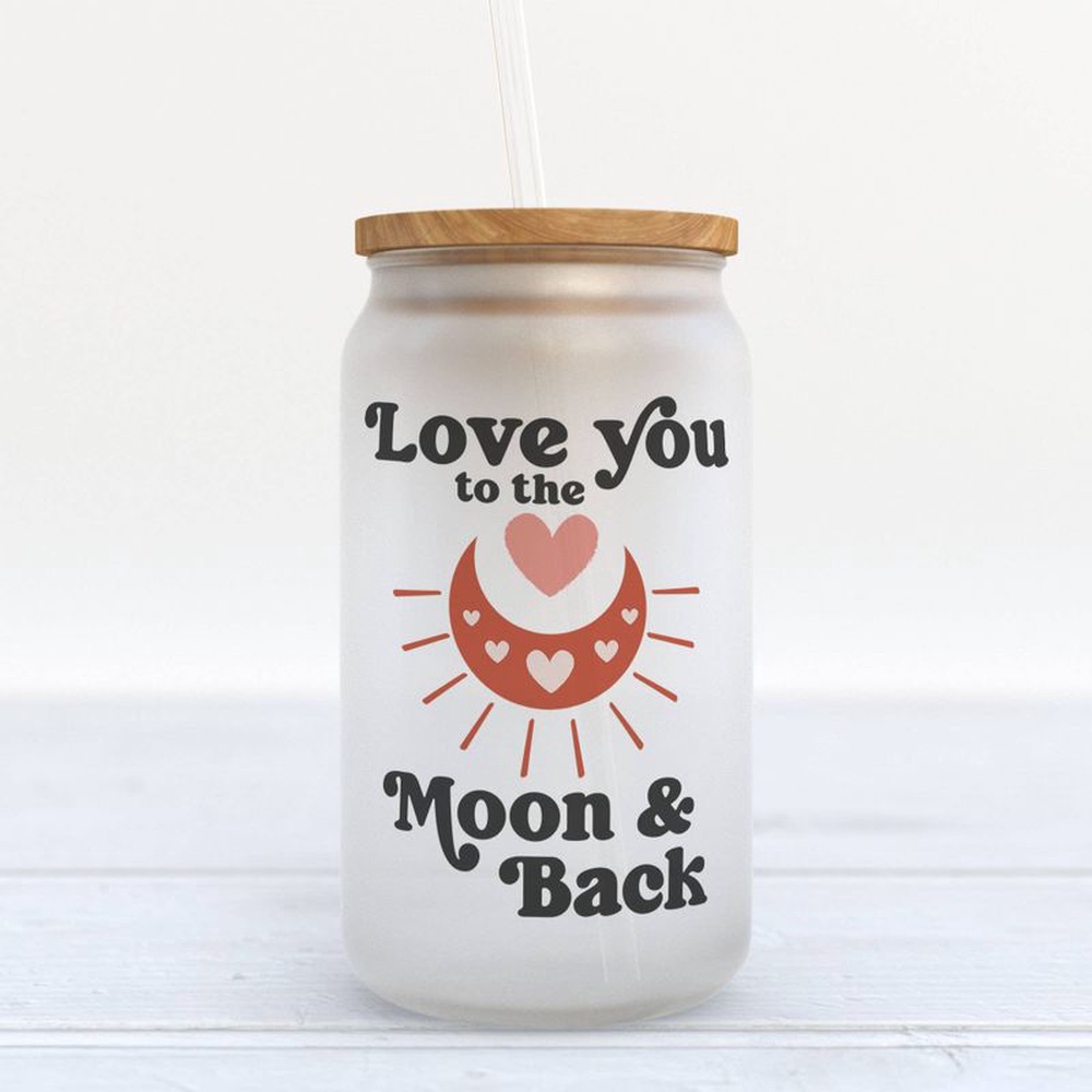 Frosted Glass Can, Happy Valentines Day Frosted Bottle Love You To The Moon & Black Red Heart Couple Gifts Romantics Frosted Glass Can, Happy Valentines Day Frosted Bottle Love You To The Moon & Black Red Heart Couple Gifts Romantics