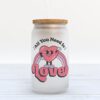 Frosted Glass Can, Valentine Gift, Anti Valentine’s Day Conversation Hearts Frosted Glass Can Tumbler