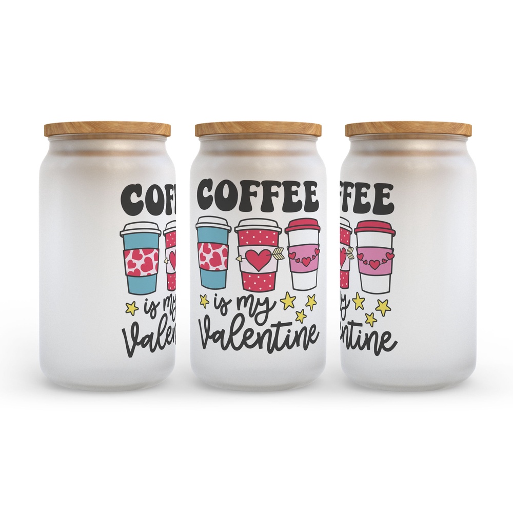 Frosted Glass Can, Valentine Gift, Coffee is My Valentine Frosted Glass Can Tumbler Frosted Glass Can, Valentine Gift, Coffee is My Valentine Frosted Glass Can Tumbler