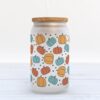Frosted Glass Can, Valentine Gift, Colorful Fall Leaves Frosted Glass Can Tumbler Frosted Glass Can, Valentine Gift, Colorful Fall Leaves Frosted Glass Can Tumbler