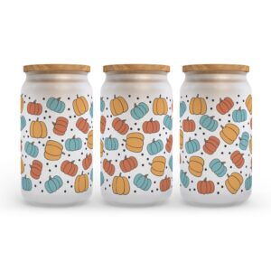 Frosted Glass Can, Valentine Gift, Colorful Pumpkins&hellip;