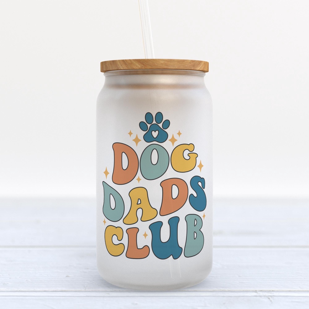 Frosted Glass Can, Valentine Gift, Dog Dads Club Frosted Glass Can Tumbler