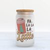 Frosted Glass Can, Valentine Gift, Fa La La La La Christmas Frosted Glass Can Tumbler