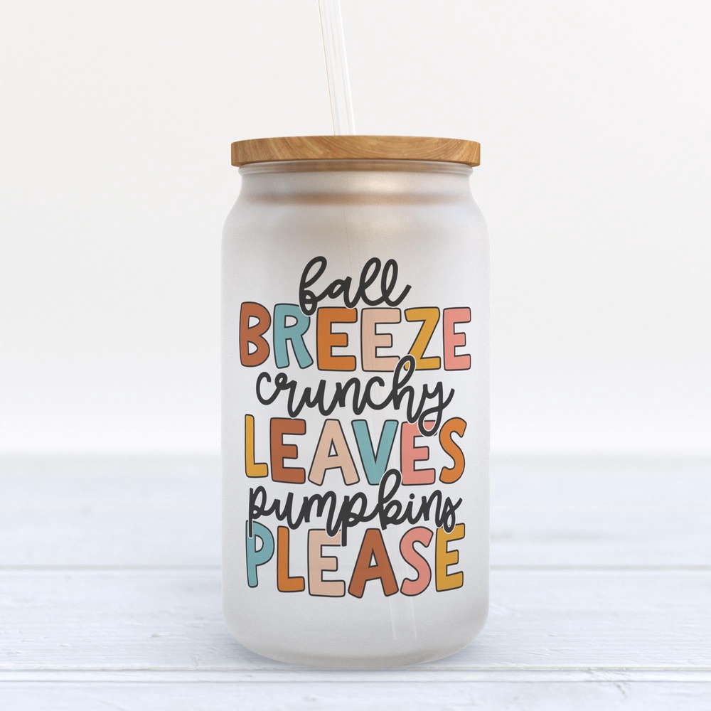Frosted Glass Can, Valentine Gift, Fall Breeze Crunchy Leaves Pumpkins Please Frosted Glass Can Tumbler Frosted Glass Can, Valentine Gift, Fall Breeze Crunchy Leaves Pumpkins Please Frosted Glass Can Tumbler