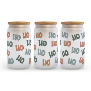 Frosted Glass Can Valentine Gift Ho Ho Ho Red Christmas Santa Frosted Glass Can Tumbler 2 w6gg9f.jpg