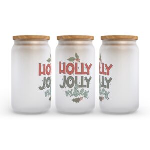 Frosted Glass Can Valentine Gift Holly Jolly Vibes Christmas Frosted Glass Can Tumbler 2 ojtrnz.jpg