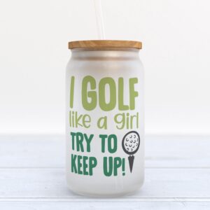 Frosted Glass Can, Valentine Gift, I Golf&hellip;