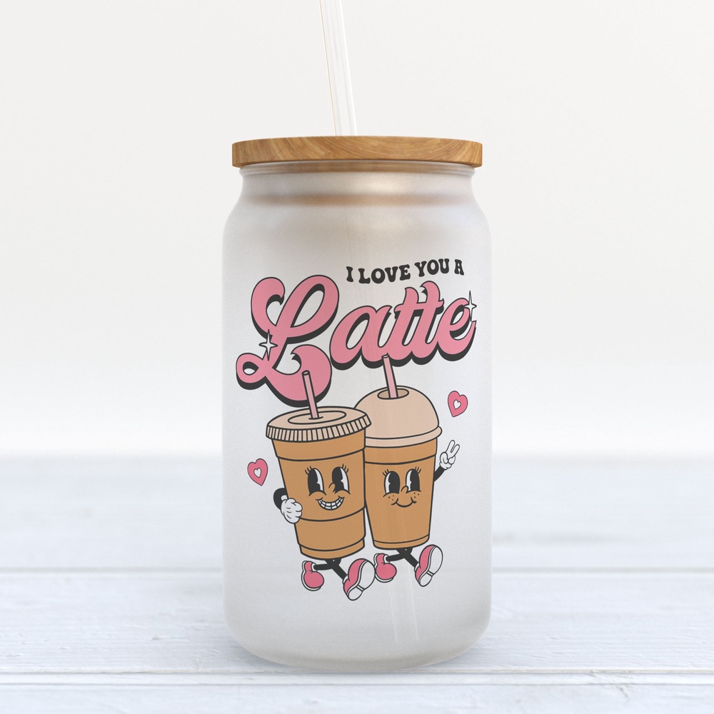 Frosted Glass Can, Valentine Gift, I Love You a Latte Valentine’s Day Frosted Glass Can Tumbler Frosted Glass Can, Valentine Gift, I Love You a Latte Valentine’s Day Frosted Glass Can Tumbler