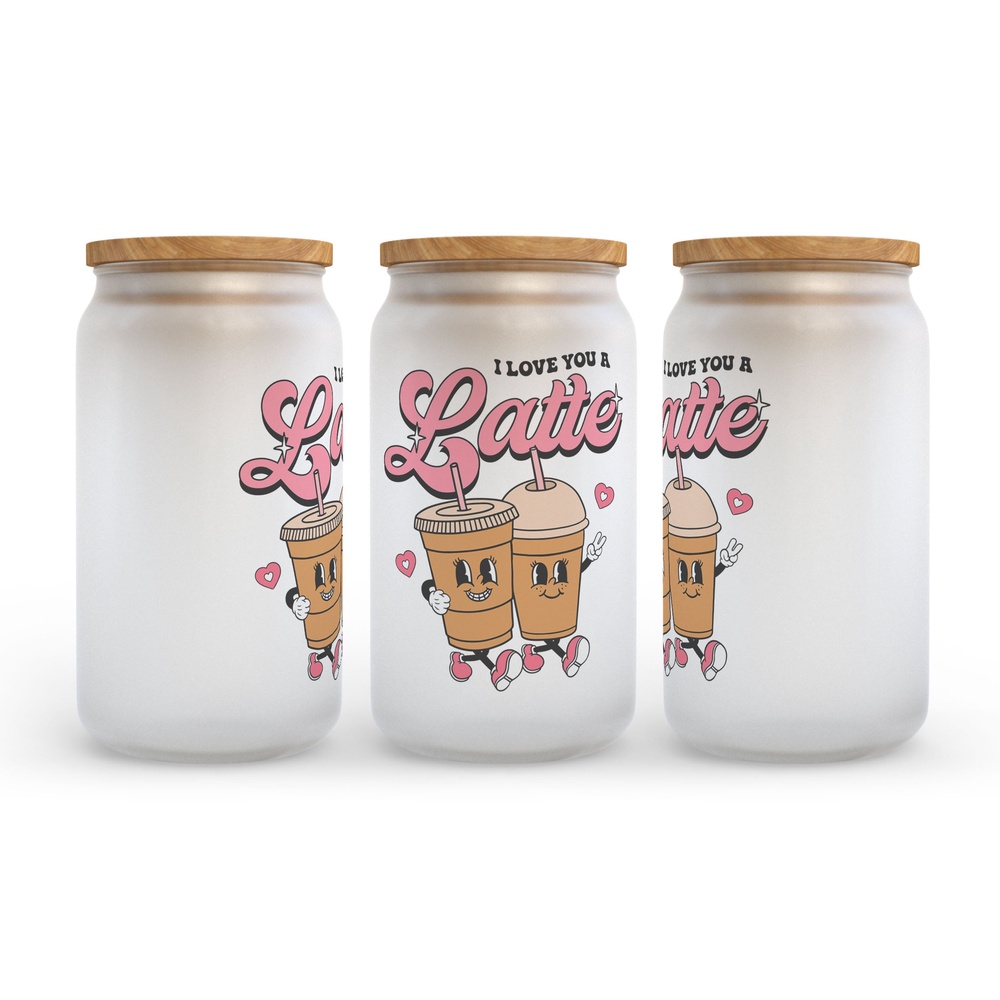 Frosted Glass Can, Valentine Gift, I Love You a Latte Valentine’s Day Frosted Glass Can Tumbler Frosted Glass Can, Valentine Gift, I Love You a Latte Valentine’s Day Frosted Glass Can Tumbler