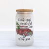Frosted Glass Can, Valentine Gift, Jingle All The Way Christmas Frosted Glass Can Tumbler